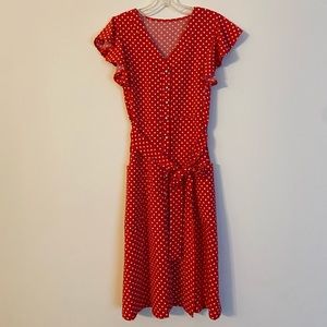 Red polka dot, a line dress womens small.